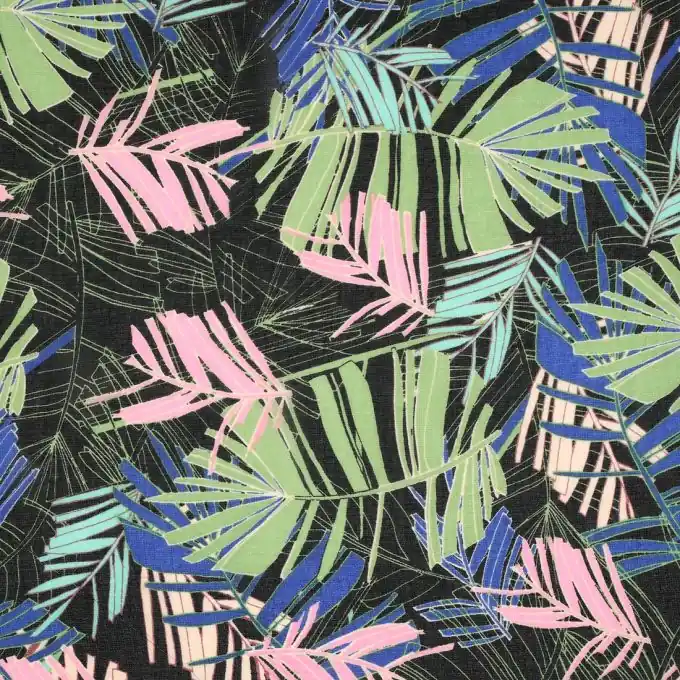 Schleierstoff Palmenblätter Bunt Finale Aktion