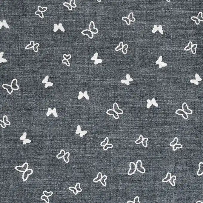 Sofort Bestellen Popeline-Stoff Schmetterlinge Dunkelgrau