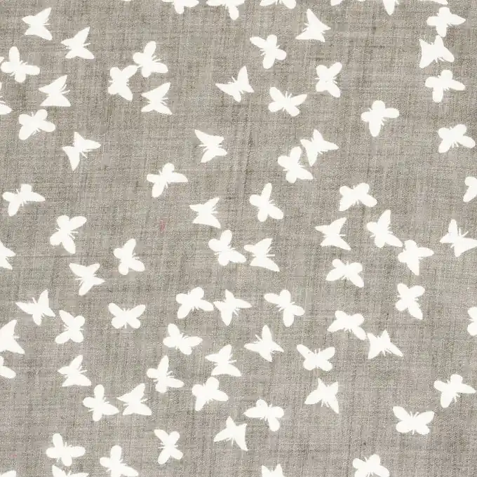 Popeline-Stoff Schmetterlinge Hellgrau Sonderangebot