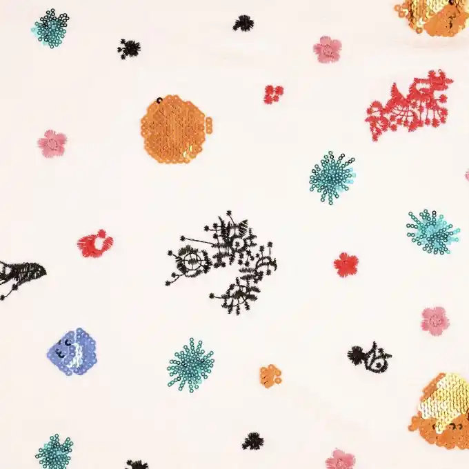 Ab Werk Stoff Strickstickerei und Pailletten