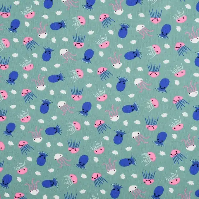 Jerseystoff Quallen Blau Garantierte Lieferung