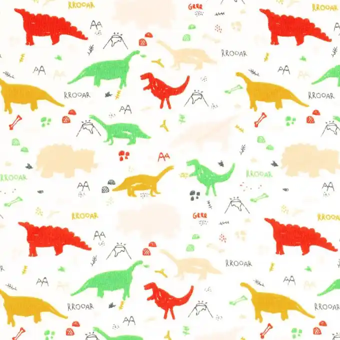 Jerseystoff Dinosaurier Bunt Premium