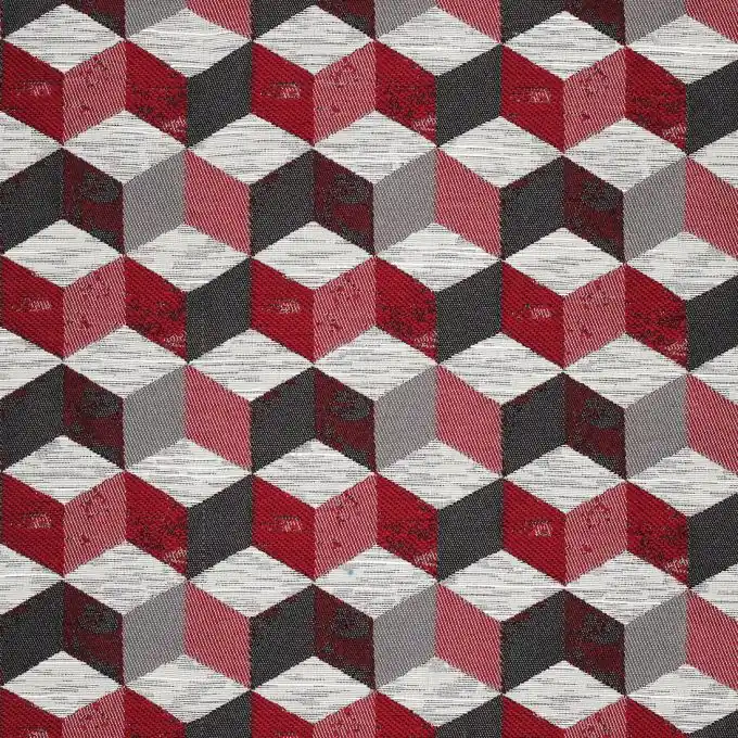 Jacquardstoff Würfel Rot Knallerangebot