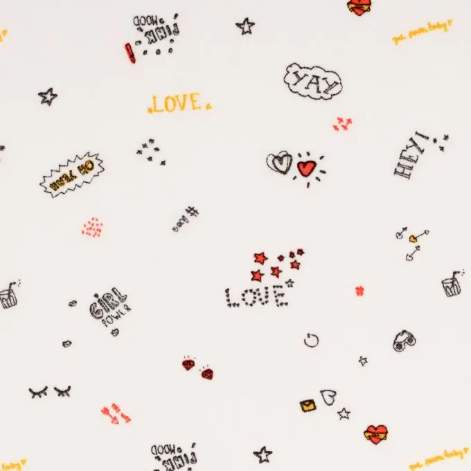 Sofort Bestellen Crêpe-Stoff Ecru Graffiti