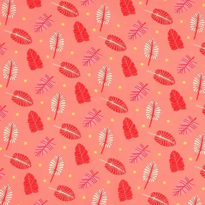 Premium Stoff aus Viskose mit rosa Blättern