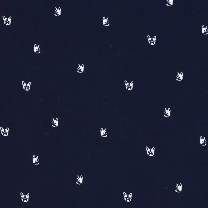 Ausverkauf Polyesterstoff Hundemotiv Marineblau
