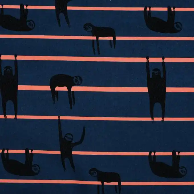 Neuheit Popeline-Stoff Baumwolle Faultier Blau