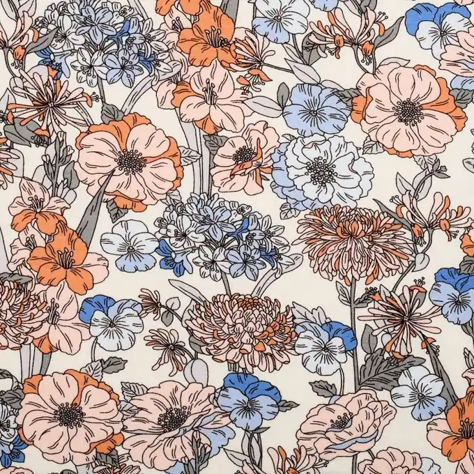 Viskose-Jersey mit Pfingstrosen Koralle Bestpreis