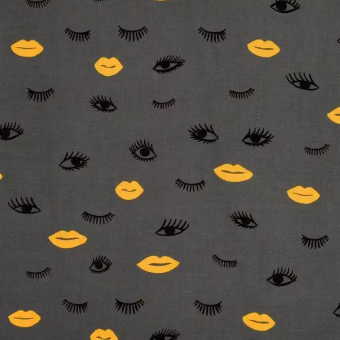 Viskose-Stoff Eye Lips Grau Kostenfreie Lieferung