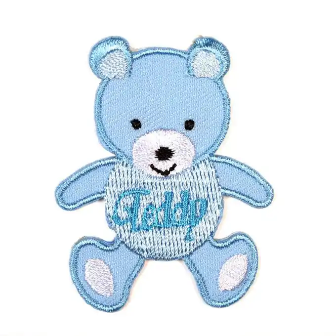 Geprüft Bügelbild Teddy Bear blau
