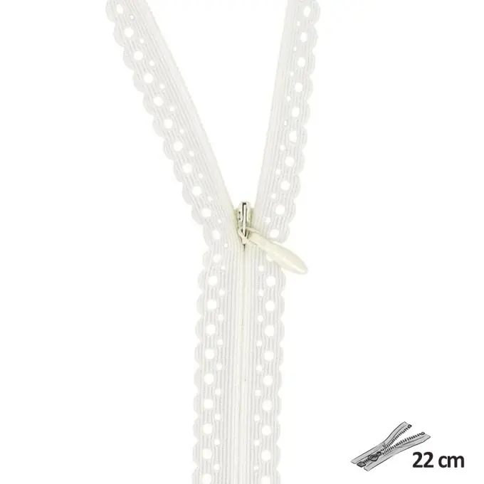 Spitzenreißverschluss Ecru 22 cm Top-Preis