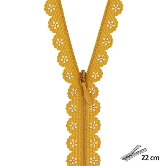Spitzen-Reißverschluss Senfgelb 22 cm Exklusiv