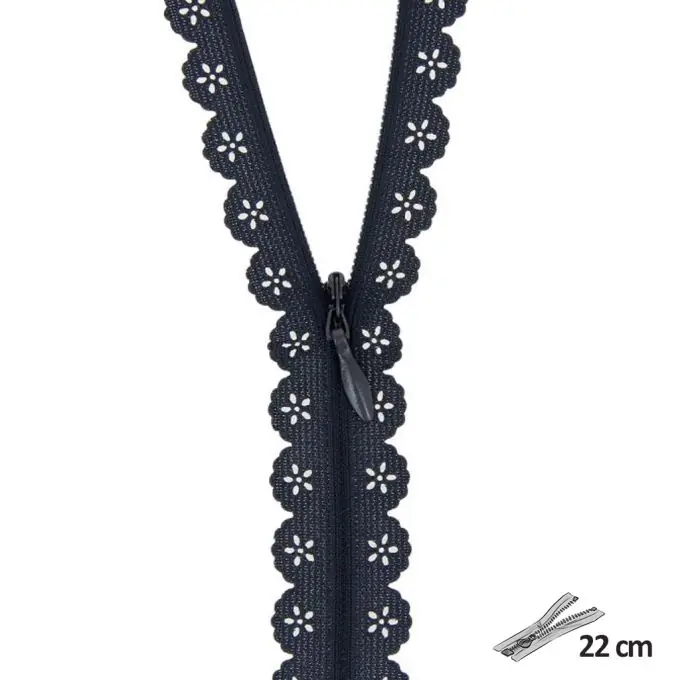 Online Kaufen Spitzen-Reißverschluss Marineblau 22 cm