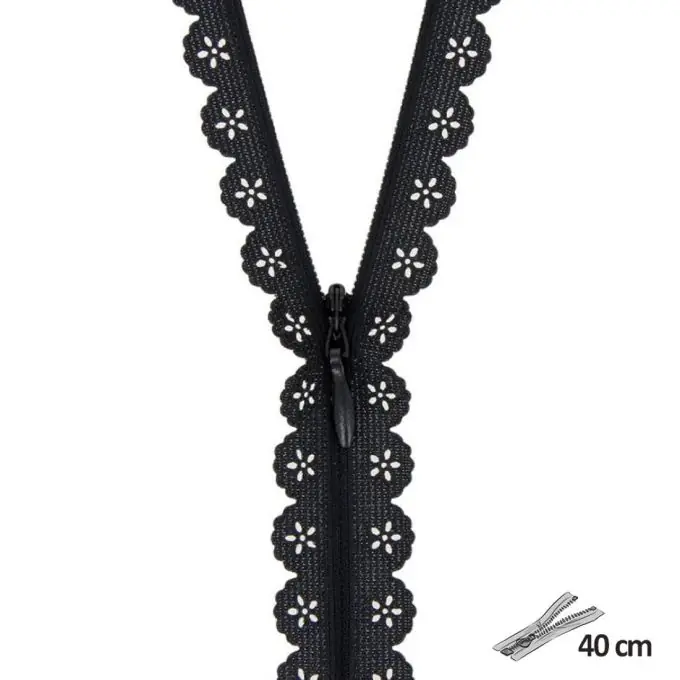 Kostenfreie Lieferung Spitzenreißverschluss Schwarz 40 cm