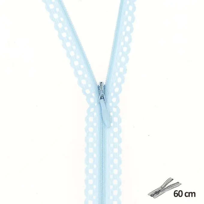 Knallerangebot Spitzenreißverschluss Himmelblau 60 cm