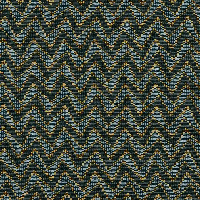 Goa-Jacquard-Stoff mit Fischgrätmuster in Blau und Grün – Sophie Ferjani Preisreduziert