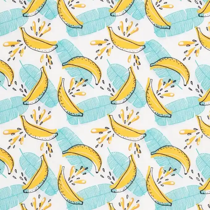 Popeline Baumwolle Bananen Gelb/Blau Großhandel