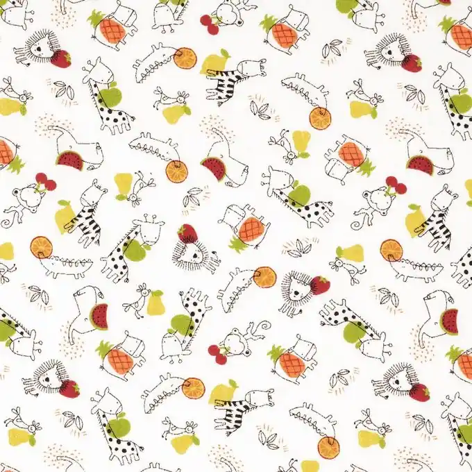 Großhandel Bio Baumwollstoff Tiere/Früchte