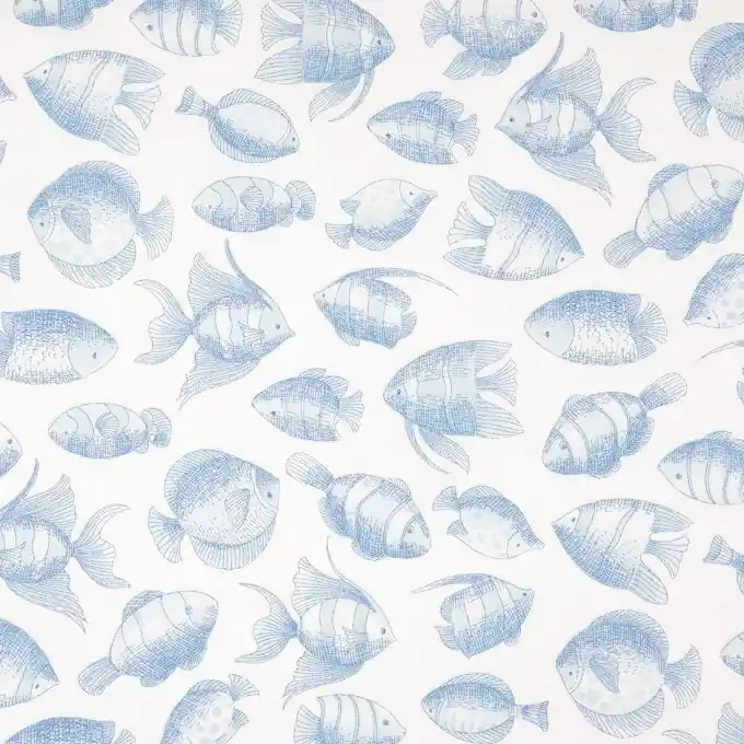 Aktuell Bio Baumwollstoff Blaue Fische