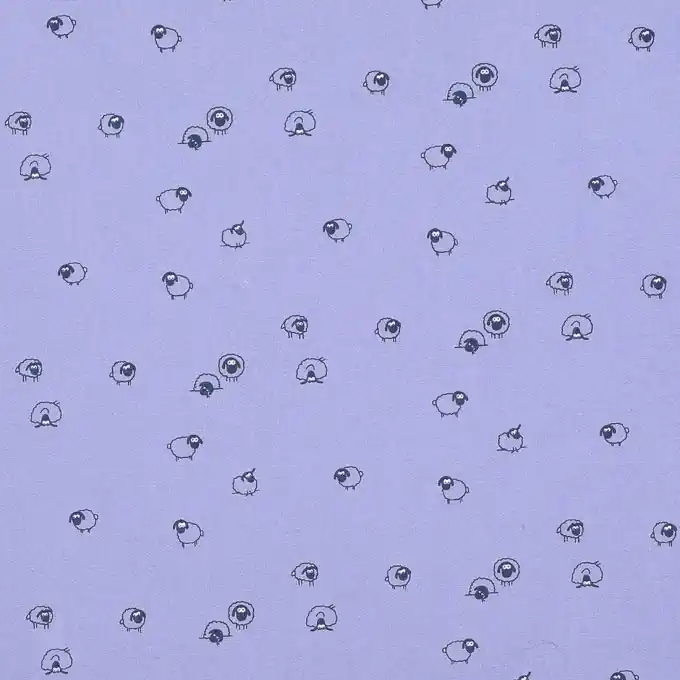 Limited Edition Popeline Baumwolle Schafmotiv Blau