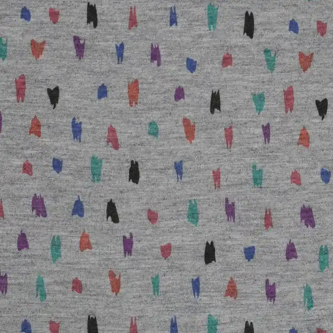 Grau meliertes Jersey-Stoff mit Muster Jetzt Bestellen