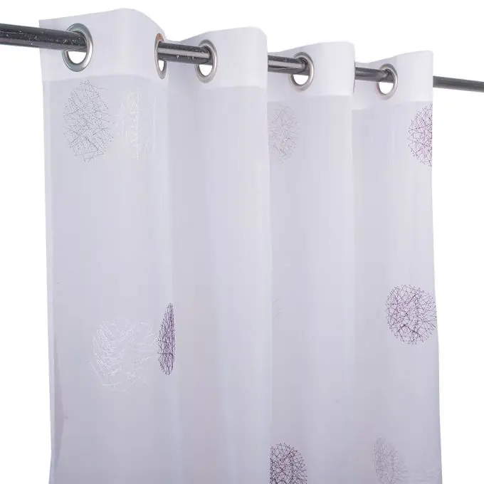 Schneller Versand Fertiggardine violette Stickereien