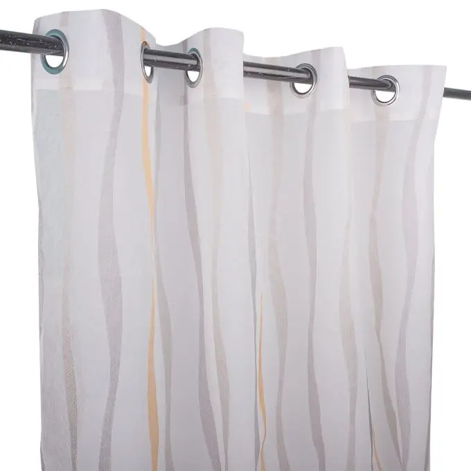 Weiße Fertiggardine mit gelben Streifen Premium