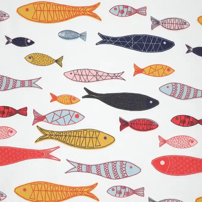 Knallerangebot Dicker Baumwollstoff mit Fischmotiv