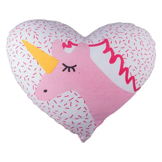 Herzkissen mit Einhorn-Print Kostenloser Rückversand