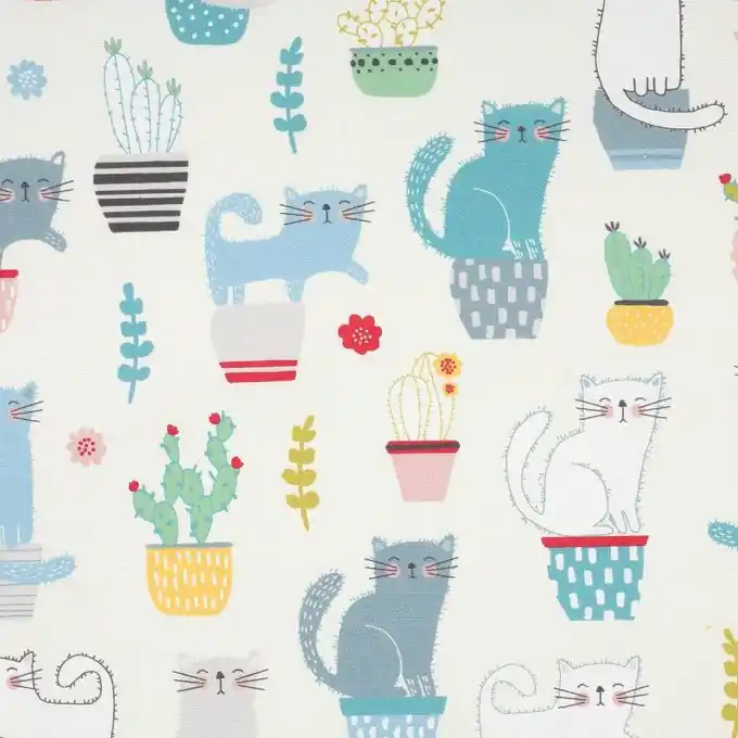 Jetzt Kaufen Schwerer Baumwollstoff buntes Katzenmotiv