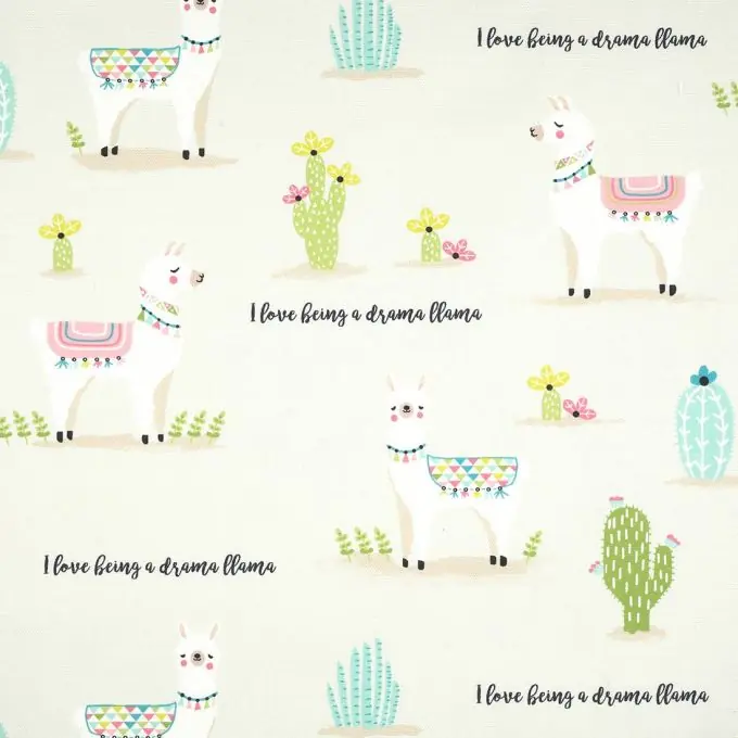 Schwerer Baumwollstoff Lamas/Kakteen Weltweiter Versand