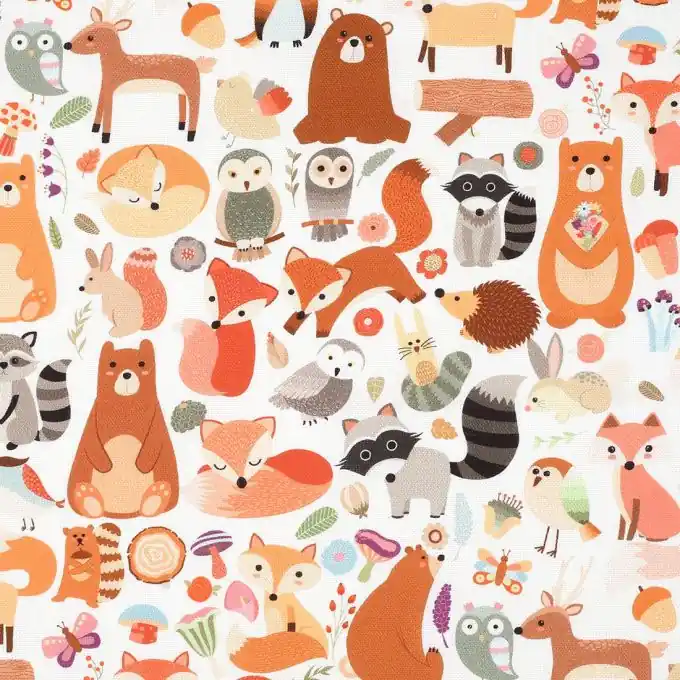 Neu Baumwollstoff Tiermotiv