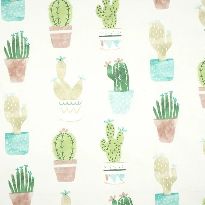 Nur Für Kurze Zeit Dicker, beschichteter Baumwollstoff Kaktus Grün