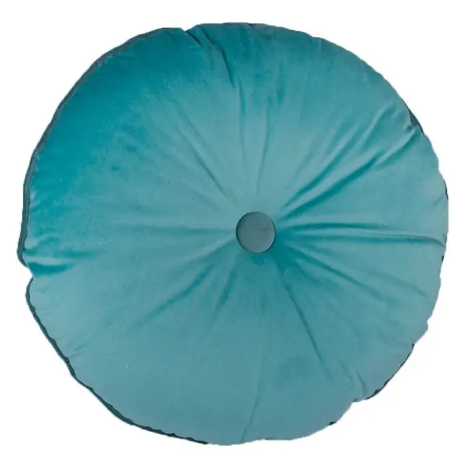 Rundes Kissen Samt Blau Echt