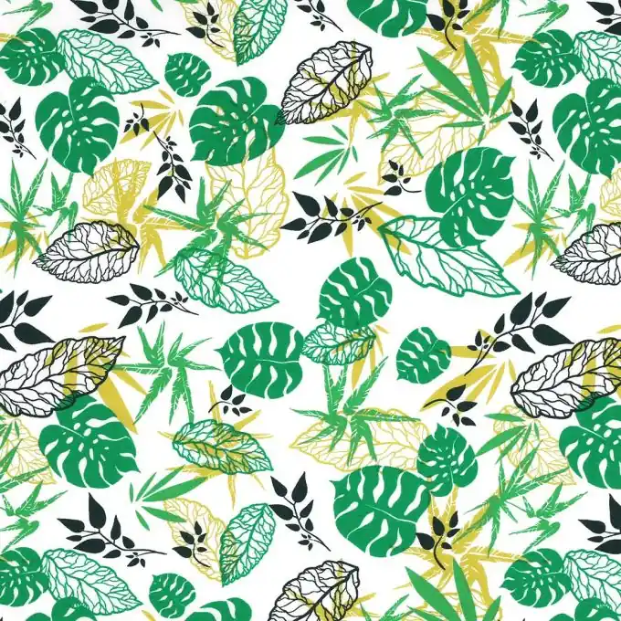 Beliebt Baumwollstoff Blattmotive Grün