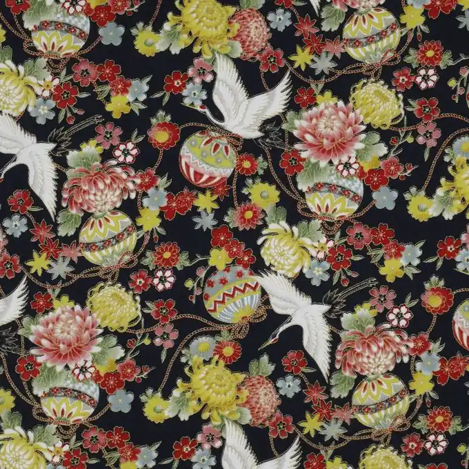 Popeline Baumwolle Schwan Marineblau Hochwertig