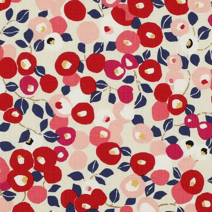 Hochwertig Popeline Baumwolle rote & rosa Blumen
