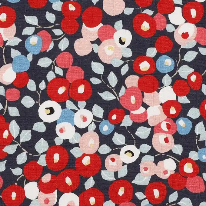 Popeline Baumwolle Rote Blüten Neuheit
