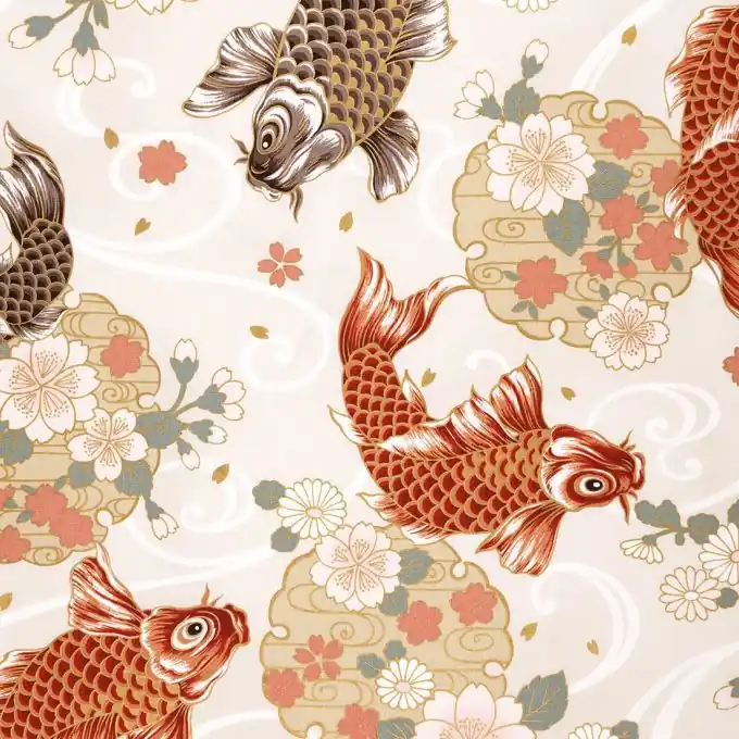 Popeline Baumwollstoff Karpfen Beige Neue Ware