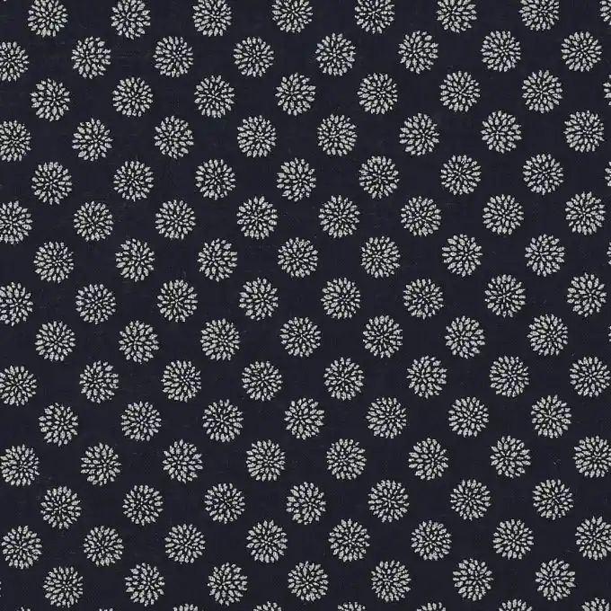 Neu Popeline Baumwolle weiße Blüten Marineblau