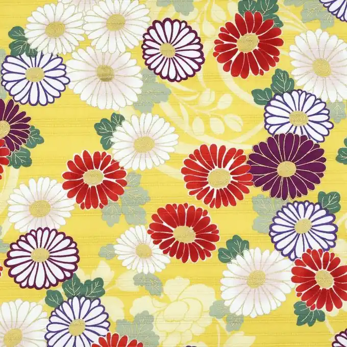 Baumwollsatin Margeriten Gelb Hochwertig