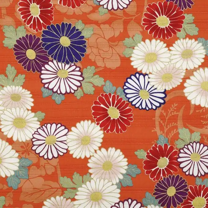 Neuheit Baumwollsatin Orange Margeriten