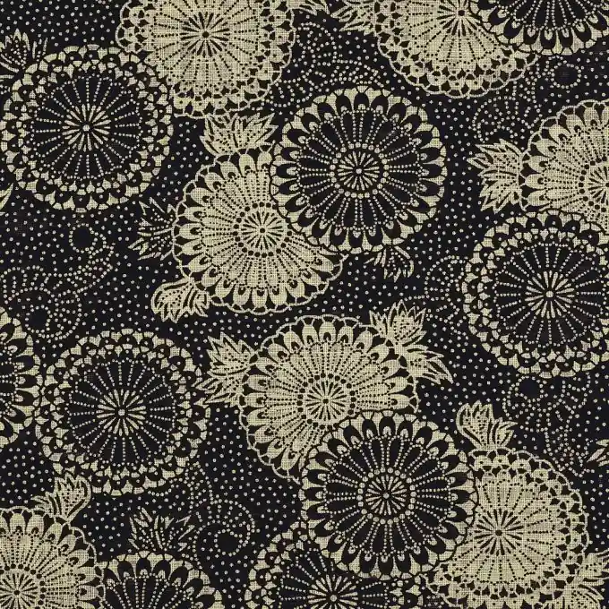 Baumwollbatist Beige/Marineblau Rosettenmuster Preis Gesenkt