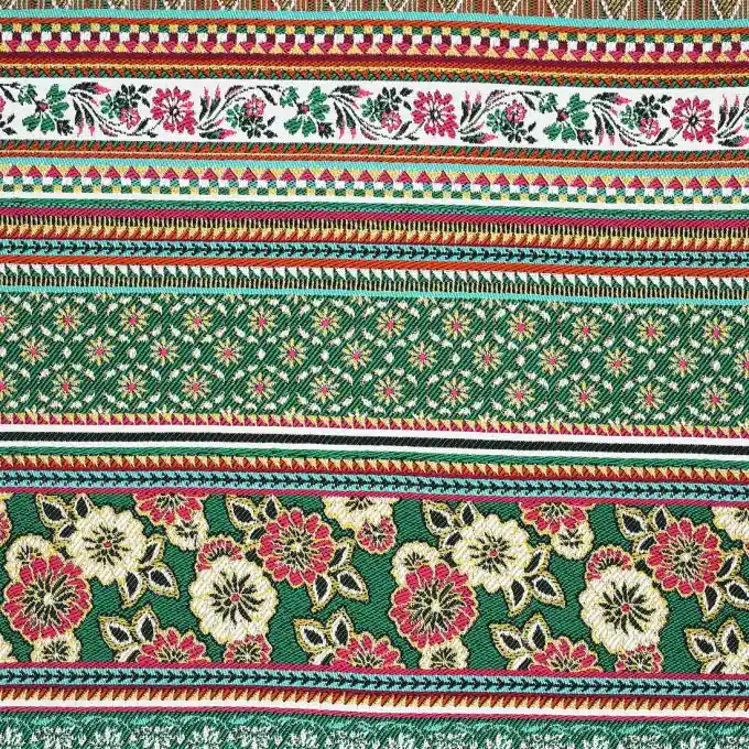 Jacquardstoff folklorisches Blumenmuster Angebot