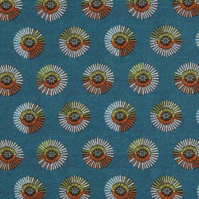 Jacquardstoff Karama Kreismotiv Blau Must-Have