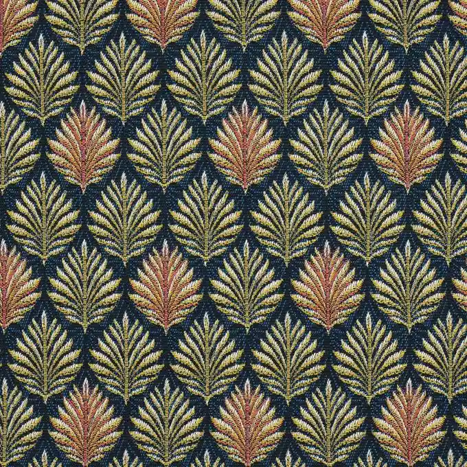 Jacquardstoff Blau Palmen Echt