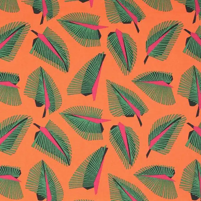 Limited Edition Beschichteter Baumwollstoff grüne Palmenblätter