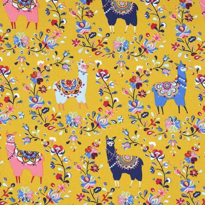 Mega-Angebot Baumwollstoff Lamas Gelb