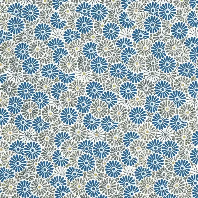 Wochenendangebot Geblümter Köperstoff Grau/Blau