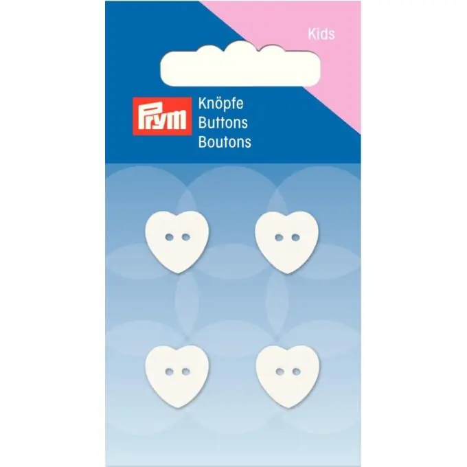 Neu Im Sortiment Knöpfe „Herz“, 2-Loch, 13mm, weiß
